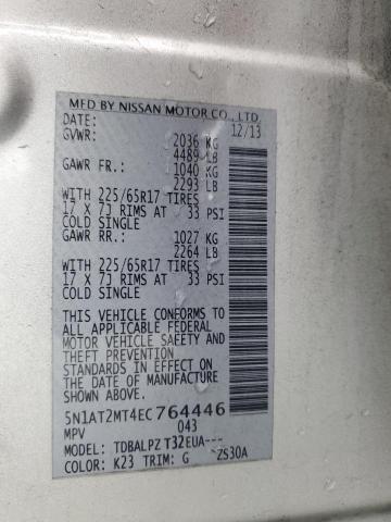 Photo 12 VIN: 5N1AT2MT4EC764446 - NISSAN ROGUE S 