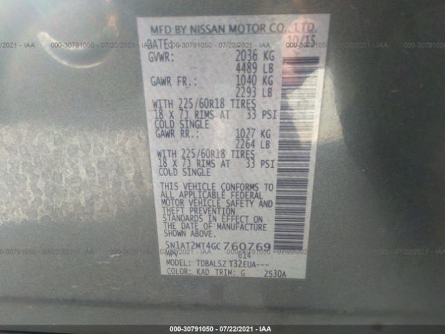 Photo 8 VIN: 5N1AT2MT4GC760769 - NISSAN ROGUE 