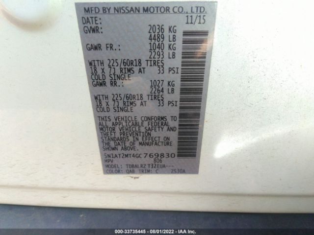 Photo 8 VIN: 5N1AT2MT4GC769830 - NISSAN ROGUE 