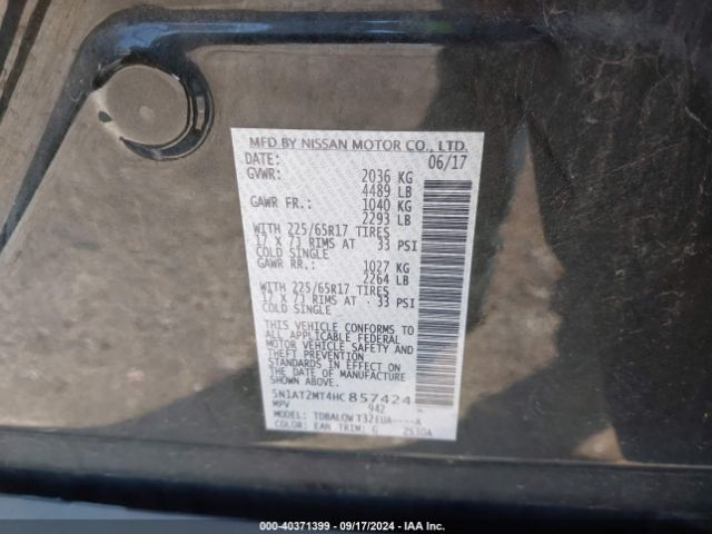 Photo 8 VIN: 5N1AT2MT4HC857424 - NISSAN ROGUE 