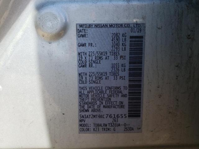 Photo 11 VIN: 5N1AT2MT4KC761655 - NISSAN ROGUE 