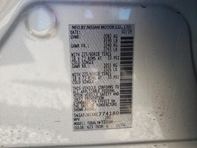 Photo 9 VIN: 5N1AT2MT4KC774180 - NISSAN ROGUE S 