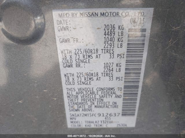 Photo 8 VIN: 5N1AT2MT5FC912637 - NISSAN ROGUE 