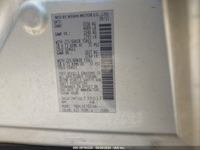 Photo 8 VIN: 5N1AT2MT5GC730017 - NISSAN ROGUE 