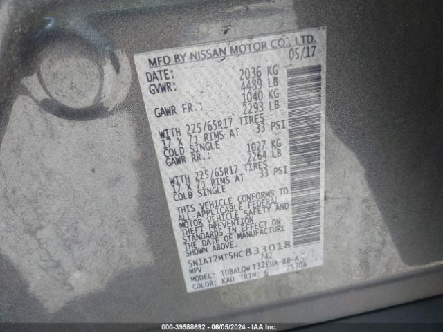 Photo 8 VIN: 5N1AT2MT5HC833018 - NISSAN ROGUE 