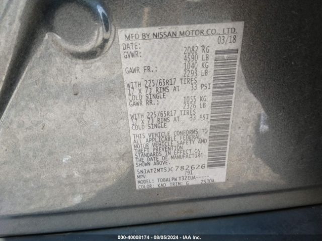 Photo 8 VIN: 5N1AT2MT5JC782626 - NISSAN ROGUE 