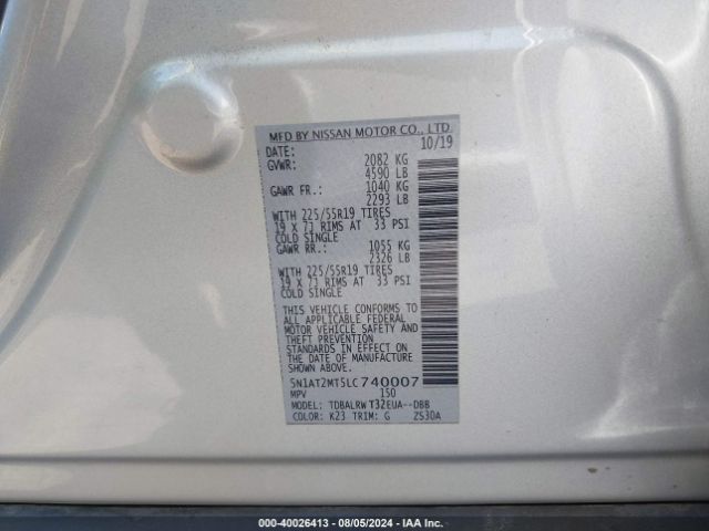 Photo 8 VIN: 5N1AT2MT5LC740007 - NISSAN ROGUE 