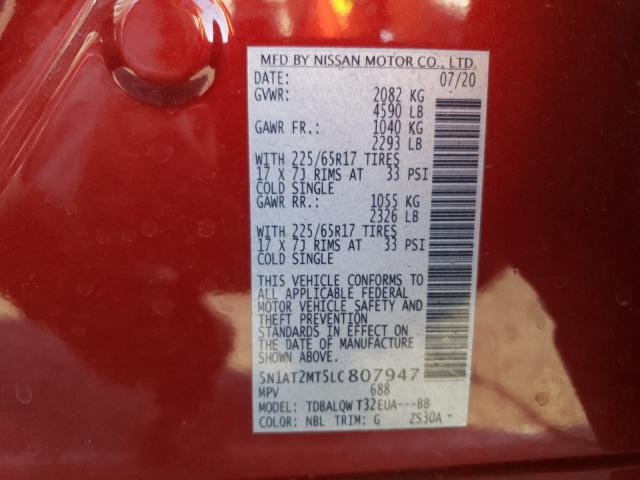 Photo 9 VIN: 5N1AT2MT5LC807947 - NISSAN ROGUE S 