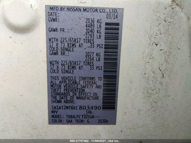 Photo 8 VIN: 5N1AT2MT6EC803490 - NISSAN ROGUE 