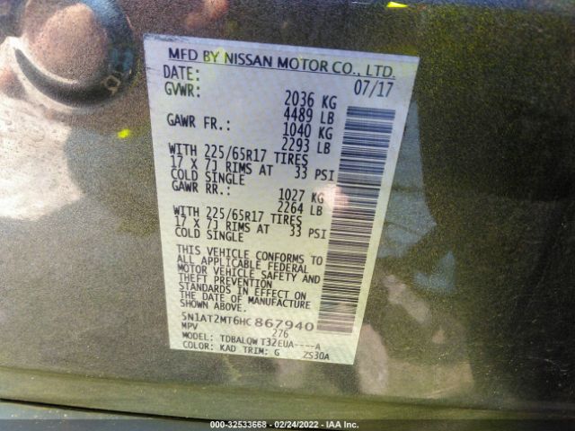 Photo 8 VIN: 5N1AT2MT6HC867940 - NISSAN ROGUE 