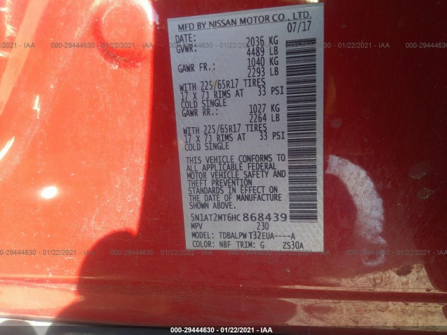 Photo 8 VIN: 5N1AT2MT6HC868439 - NISSAN ROGUE 