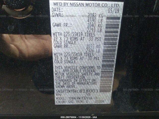 Photo 8 VIN: 5N1AT2MT6KC818003 - NISSAN ROGUE 