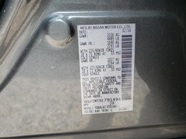 Photo 12 VIN: 5N1AT2MT7EC791494 - NISSAN ROGUE S 