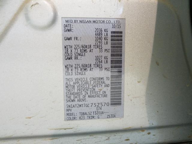 Photo 9 VIN: 5N1AT2MT7GC752570 - NISSAN ROGUE S 