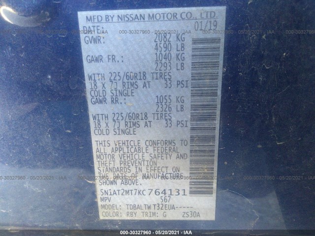 Photo 8 VIN: 5N1AT2MT7KC764131 - NISSAN ROGUE 