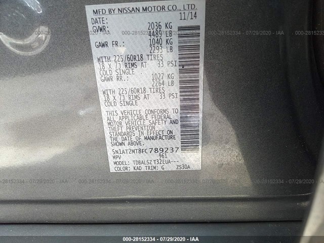 Photo 8 VIN: 5N1AT2MT8FC789237 - NISSAN ROGUE 