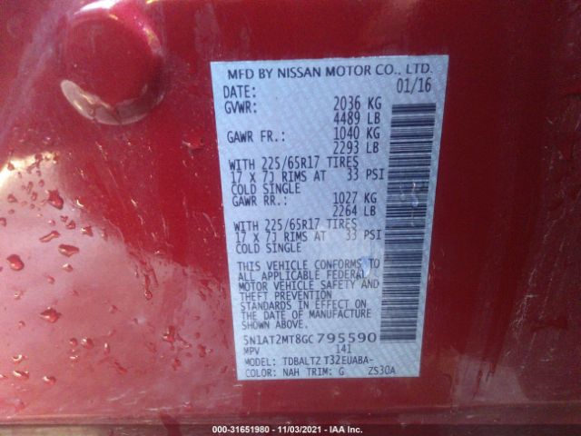 Photo 8 VIN: 5N1AT2MT8GC795590 - NISSAN ROGUE 