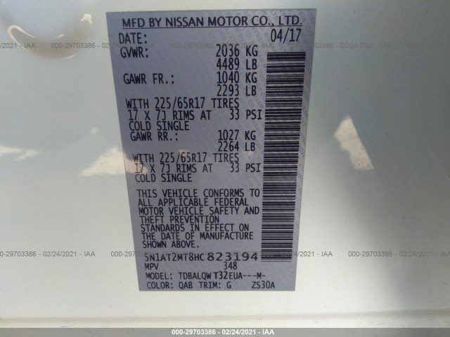 Photo 8 VIN: 5N1AT2MT8HC823194 - NISSAN ROGUE 