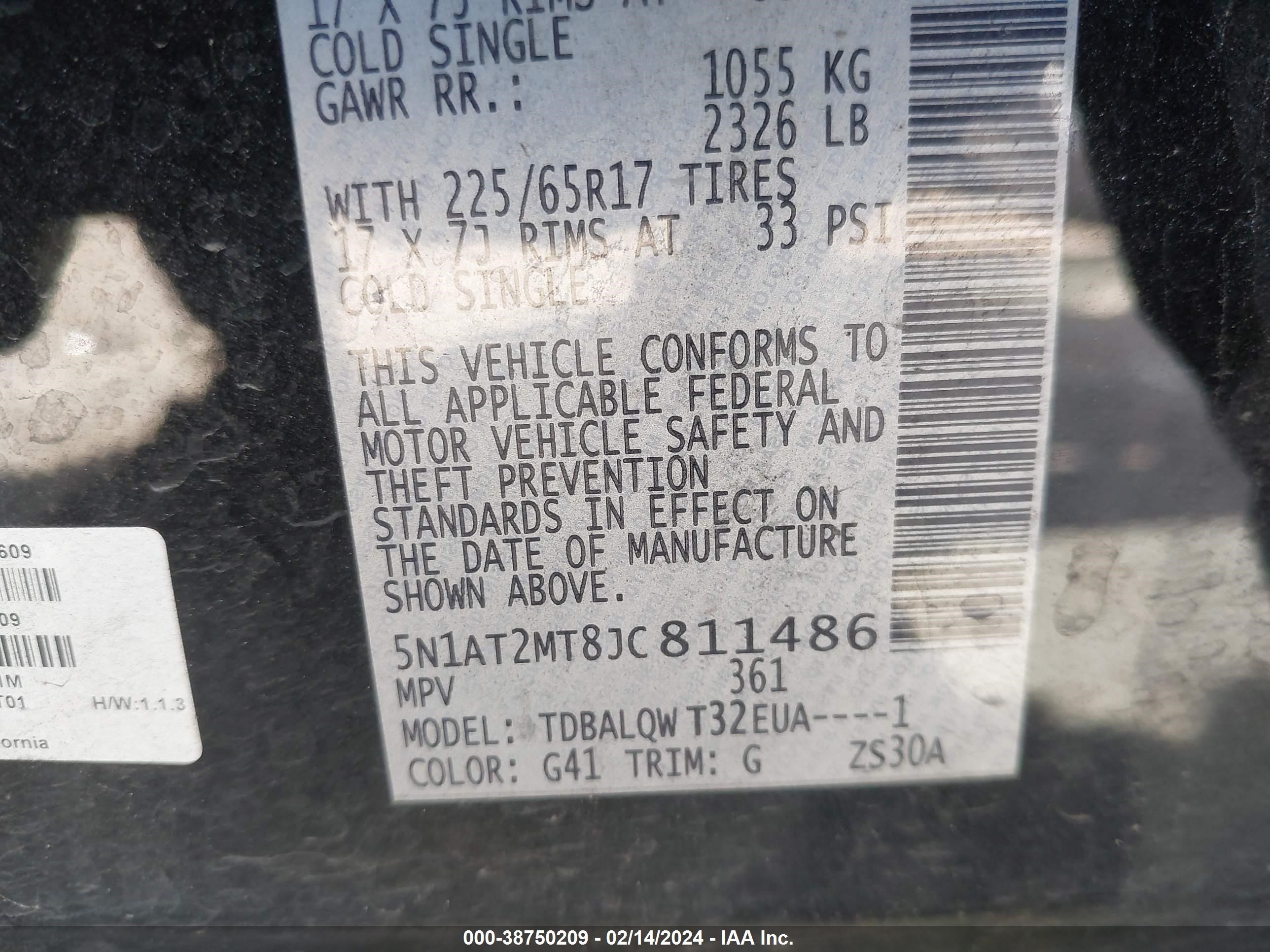 Photo 8 VIN: 5N1AT2MT8JC811486 - NISSAN ROGUE 