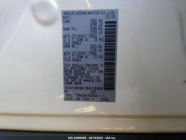 Photo 8 VIN: 5N1AT2MT8KC842884 - NISSAN ROGUE 