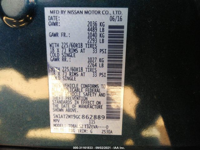 Photo 8 VIN: 5N1AT2MT9GC862889 - NISSAN ROGUE 