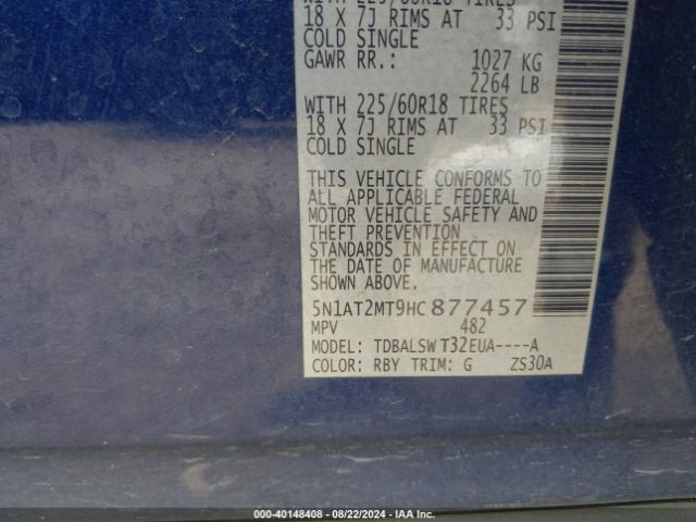 Photo 8 VIN: 5N1AT2MT9HC877457 - NISSAN ROGUE 