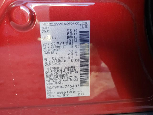 Photo 9 VIN: 5N1AT2MT9KC745497 - NISSAN ROGUE S 