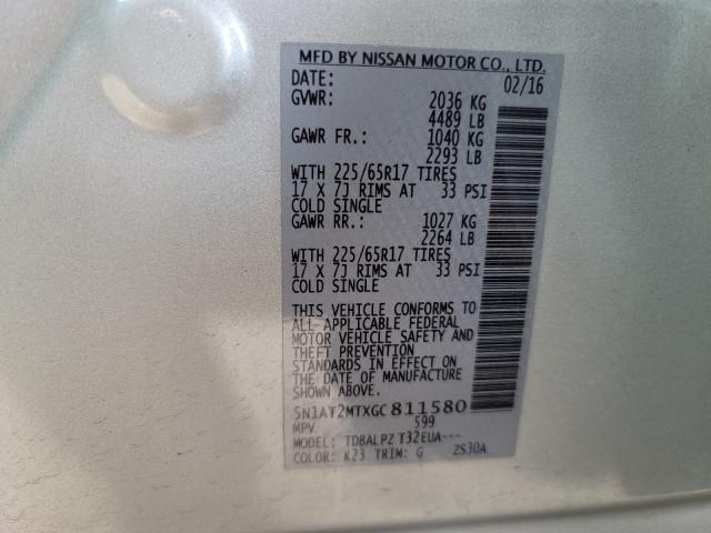 Photo 9 VIN: 5N1AT2MTXGC811580 - NISSAN ROGUE S 