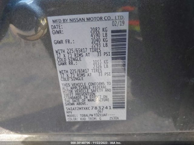 Photo 8 VIN: 5N1AT2MTXKC783241 - NISSAN ROGUE 