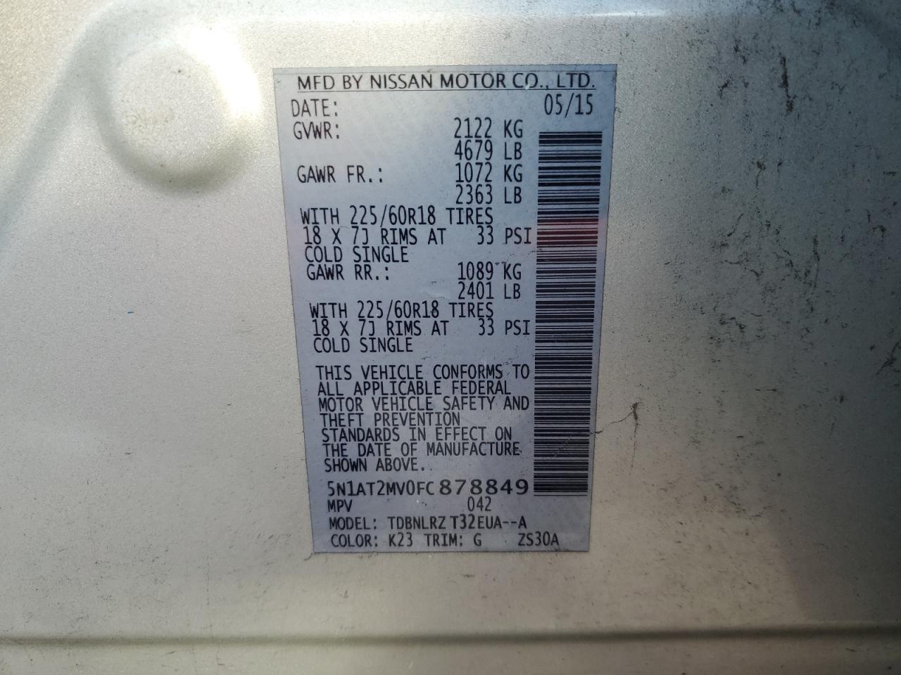 Photo 13 VIN: 5N1AT2MV0FC878849 - NISSAN ROGUE 