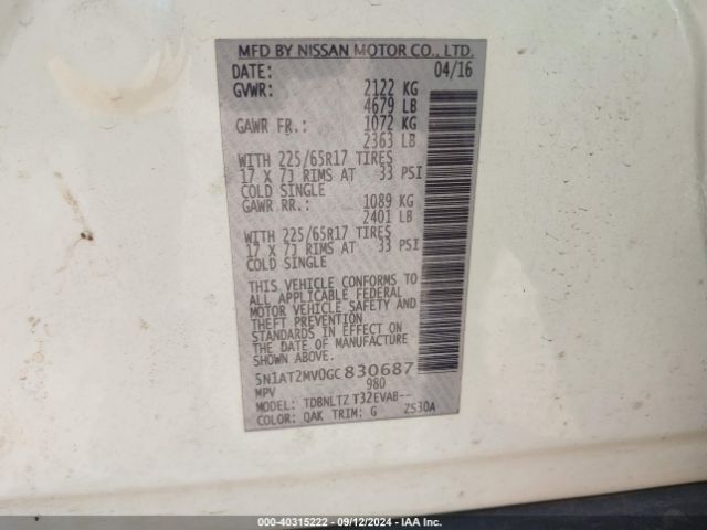 Photo 8 VIN: 5N1AT2MV0GC830687 - NISSAN ROGUE 