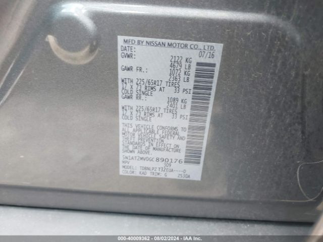 Photo 8 VIN: 5N1AT2MV0GC890176 - NISSAN ROGUE 