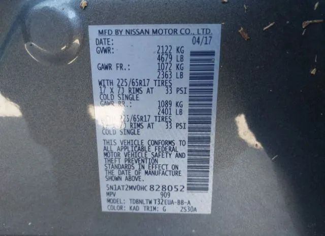 Photo 8 VIN: 5N1AT2MV0HC828052 - NISSAN ROGUE 