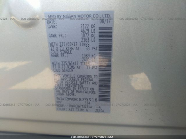 Photo 8 VIN: 5N1AT2MV0HC879518 - NISSAN ROGUE 