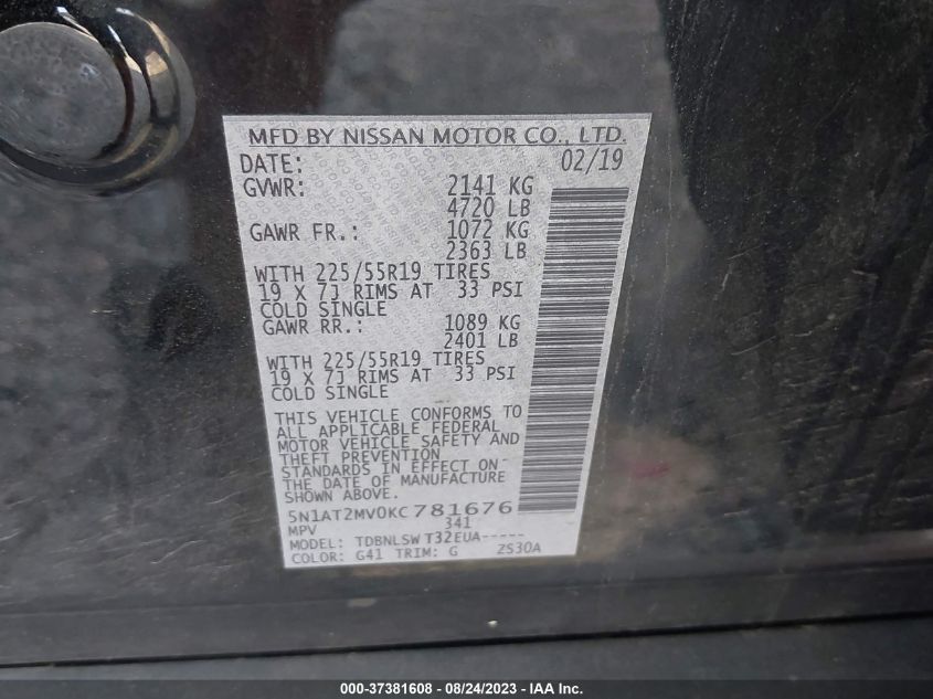 Photo 8 VIN: 5N1AT2MV0KC781676 - NISSAN ROGUE 