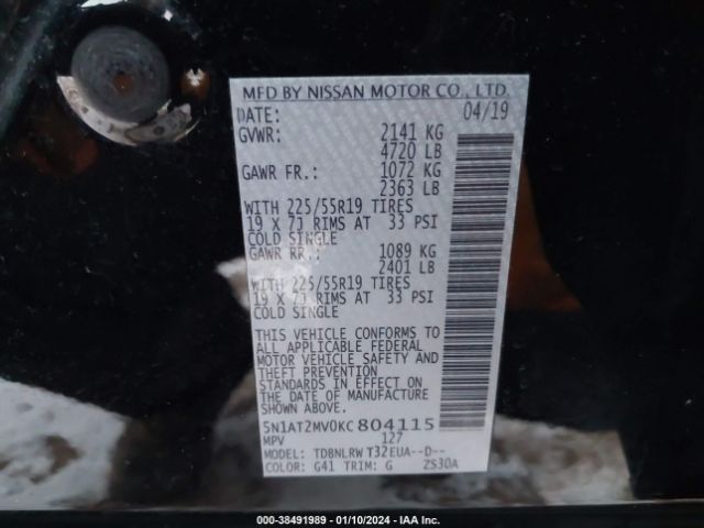 Photo 8 VIN: 5N1AT2MV0KC804115 - NISSAN ROGUE 