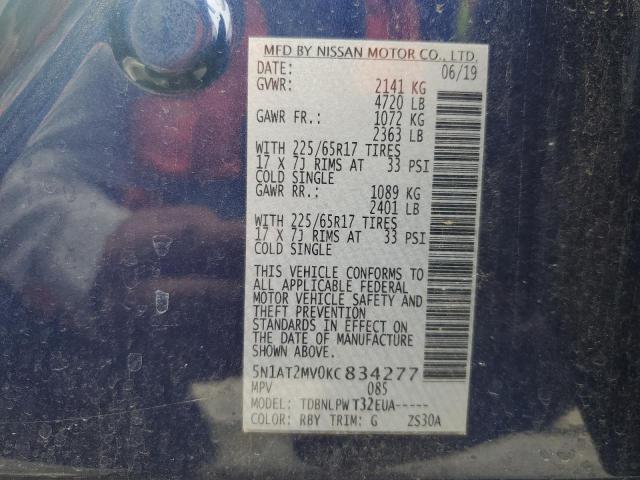 Photo 9 VIN: 5N1AT2MV0KC834277 - NISSAN ROGUE S 