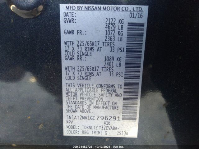 Photo 8 VIN: 5N1AT2MV1GC796291 - NISSAN ROGUE 