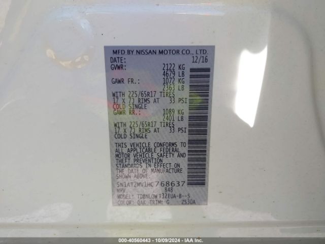 Photo 8 VIN: 5N1AT2MV1HC768637 - NISSAN ROGUE 