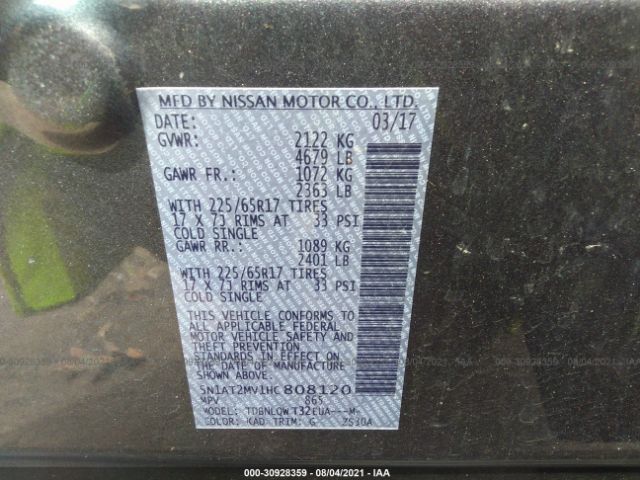 Photo 8 VIN: 5N1AT2MV1HC808120 - NISSAN ROGUE 