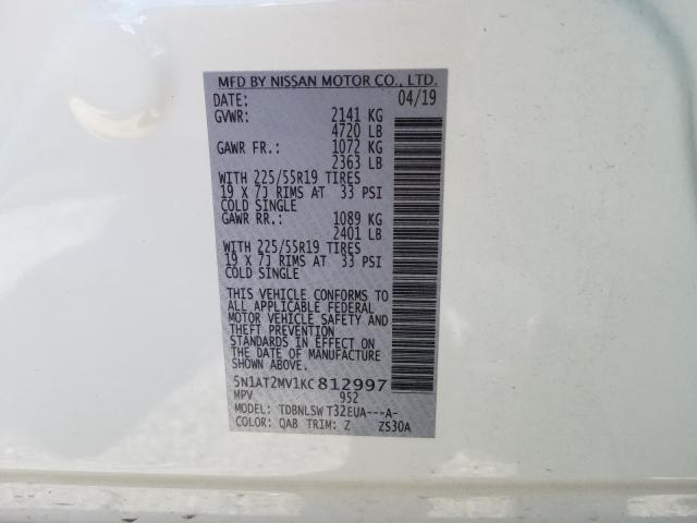 Photo 9 VIN: 5N1AT2MV1KC812997 - NISSAN ROGUE 