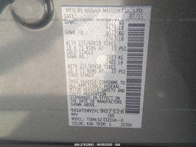 Photo 8 VIN: 5N1AT2MV2FC907526 - NISSAN ROGUE 