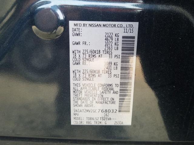 Photo 9 VIN: 5N1AT2MV2GC768032 - NISSAN ROGUE S 