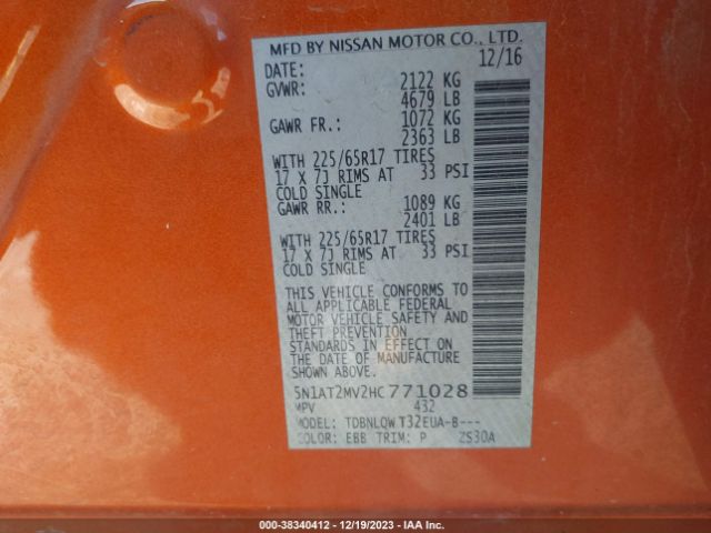 Photo 8 VIN: 5N1AT2MV2HC771028 - NISSAN ROGUE 