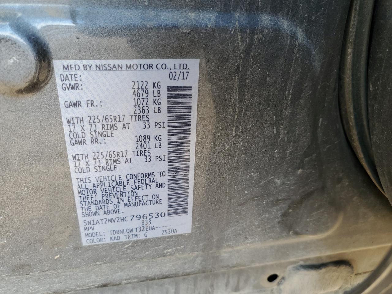 Photo 12 VIN: 5N1AT2MV2HC796530 - NISSAN ROGUE 