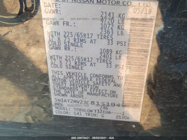 Photo 8 VIN: 5N1AT2MV2JC815194 - NISSAN ROGUE 