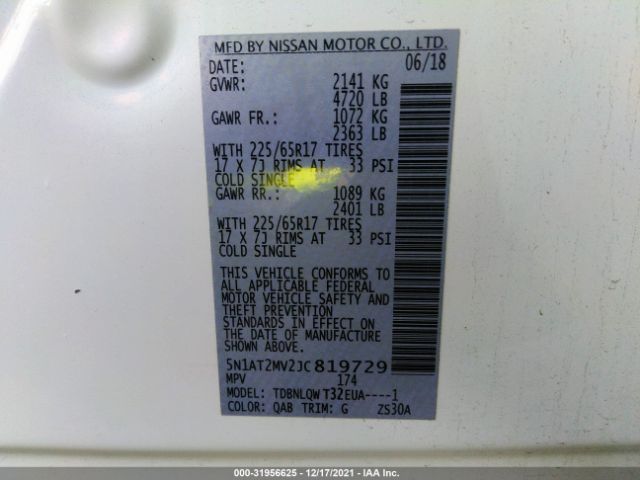 Photo 8 VIN: 5N1AT2MV2JC819729 - NISSAN ROGUE 