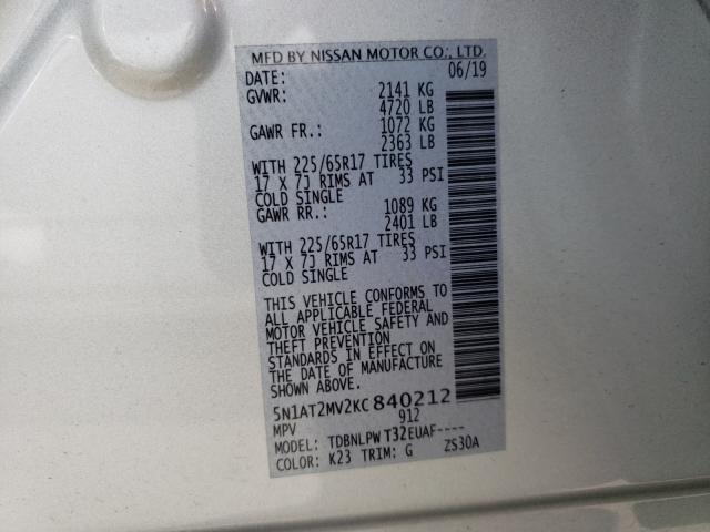 Photo 9 VIN: 5N1AT2MV2KC840212 - NISSAN ROGUE S 