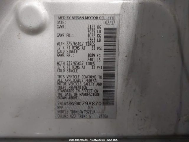 Photo 8 VIN: 5N1AT2MV3HC798870 - NISSAN ROGUE 