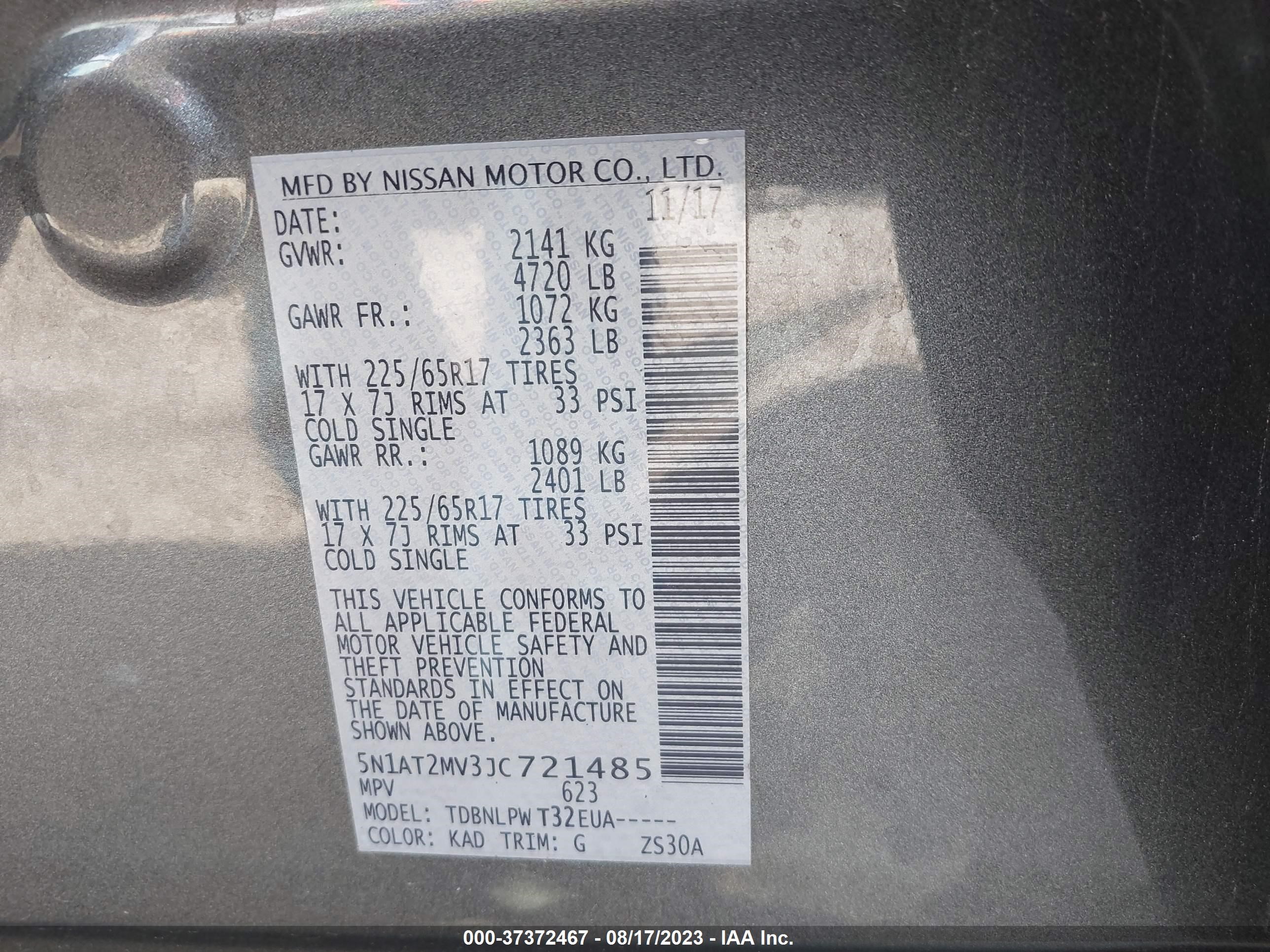 Photo 8 VIN: 5N1AT2MV3JC721485 - NISSAN ROGUE 